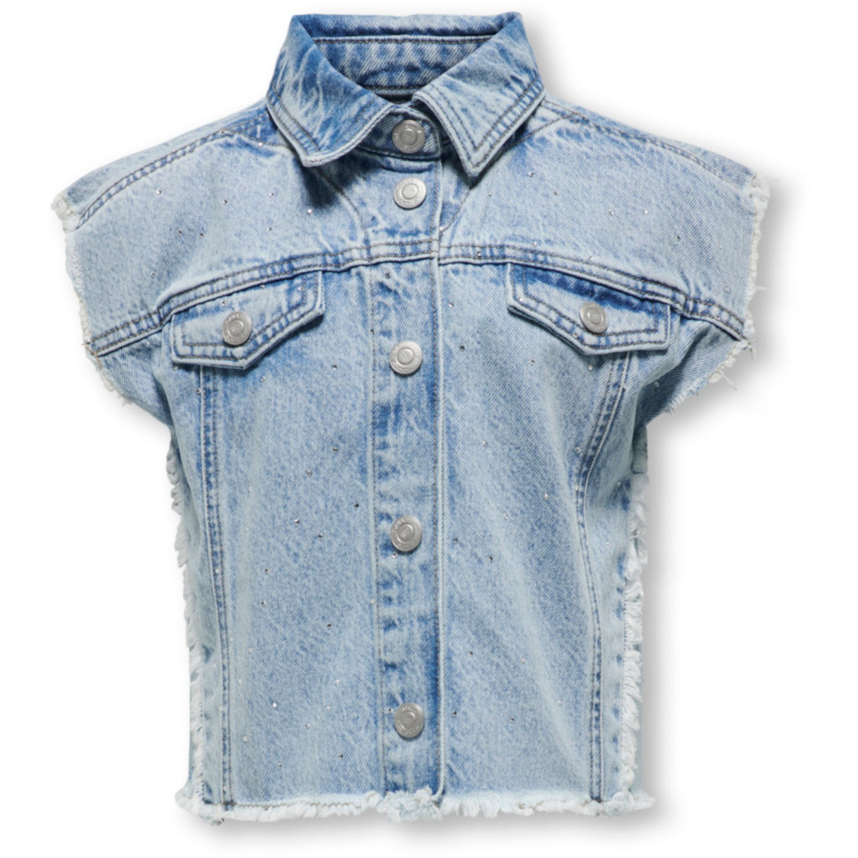 kids ONLY Light Blue Denim Cobain Rhinestone Vest Topp