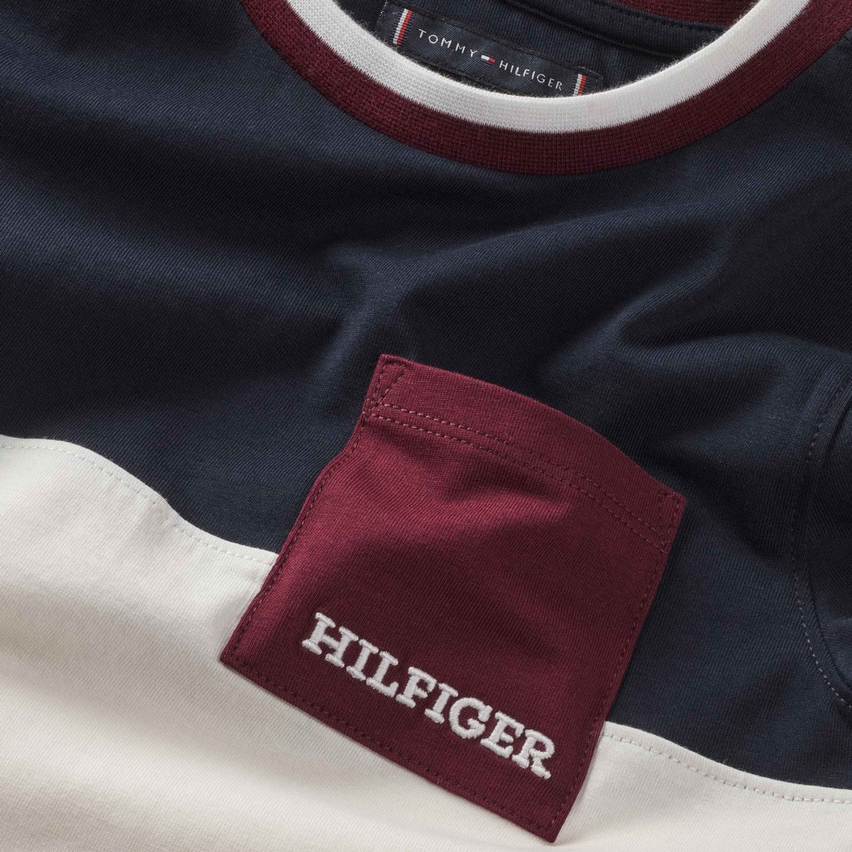 Tommy Hilfiger Ancient White Colorblock Embroidered T-Shirt