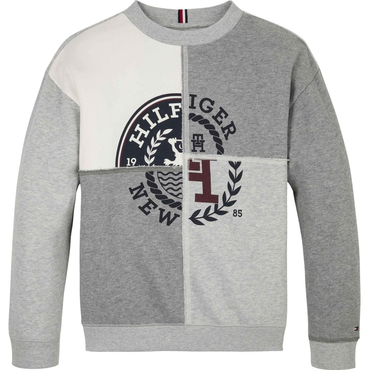 Tommy Hilfiger Grey Heather Mix Monotype Spliced Printed Cn Collegegenser