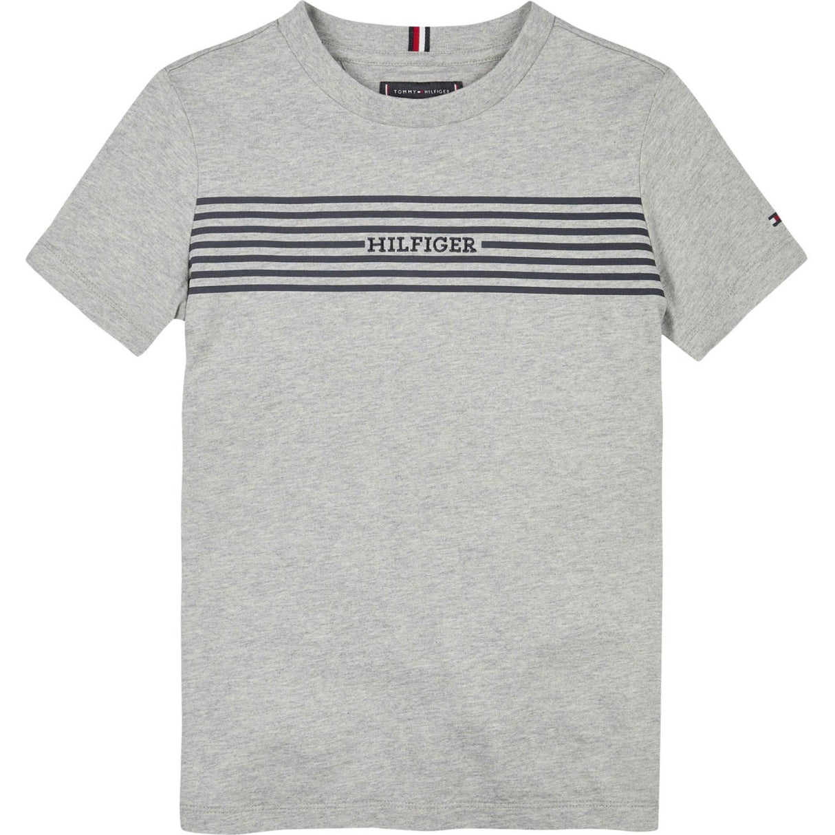 Tommy Hilfiger Light Grey Htr / Navy Stripes Monotype Print Stripe Reg T-Shirt