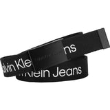 Calvin Klein Ck Black Canvas Logo Metallic spennebelte