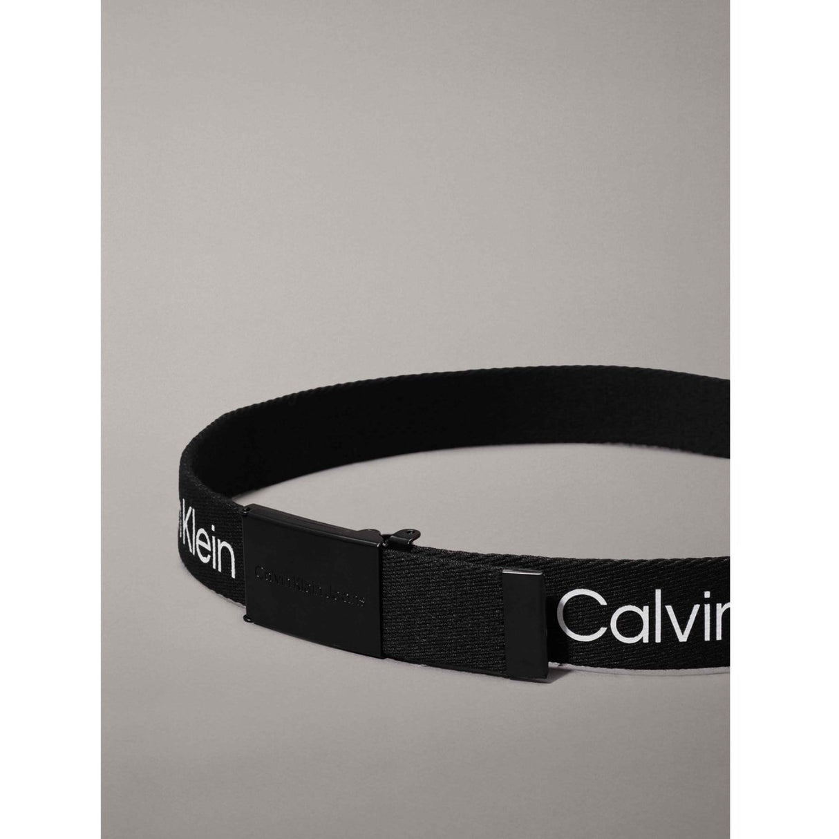 Calvin Klein Ck Black Canvas Logo Metallic spennebelte