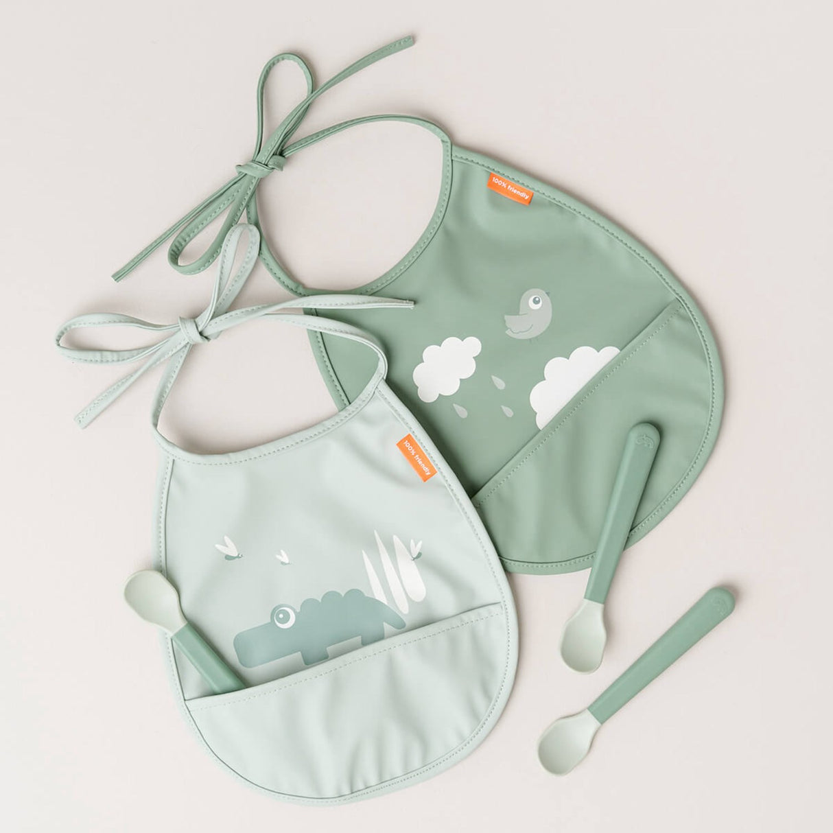 DonebyDeer Foodie Easy-Grip Babyske 3-Pakningningning Grøn 3