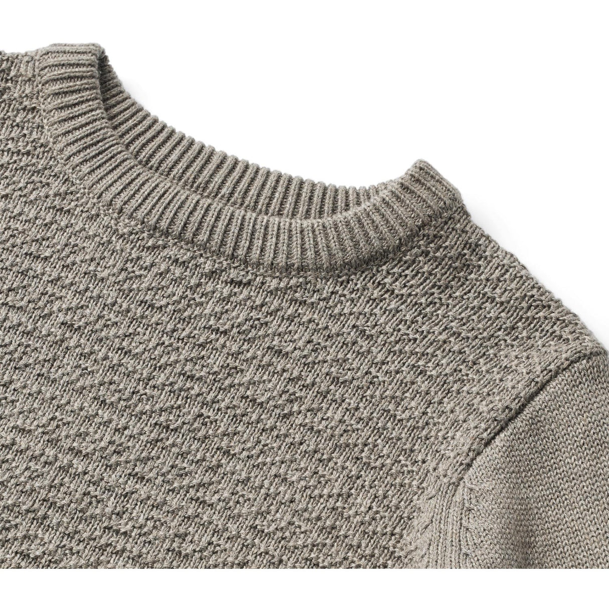 Wheat Warm Grey Melange Knit Pullover Borris