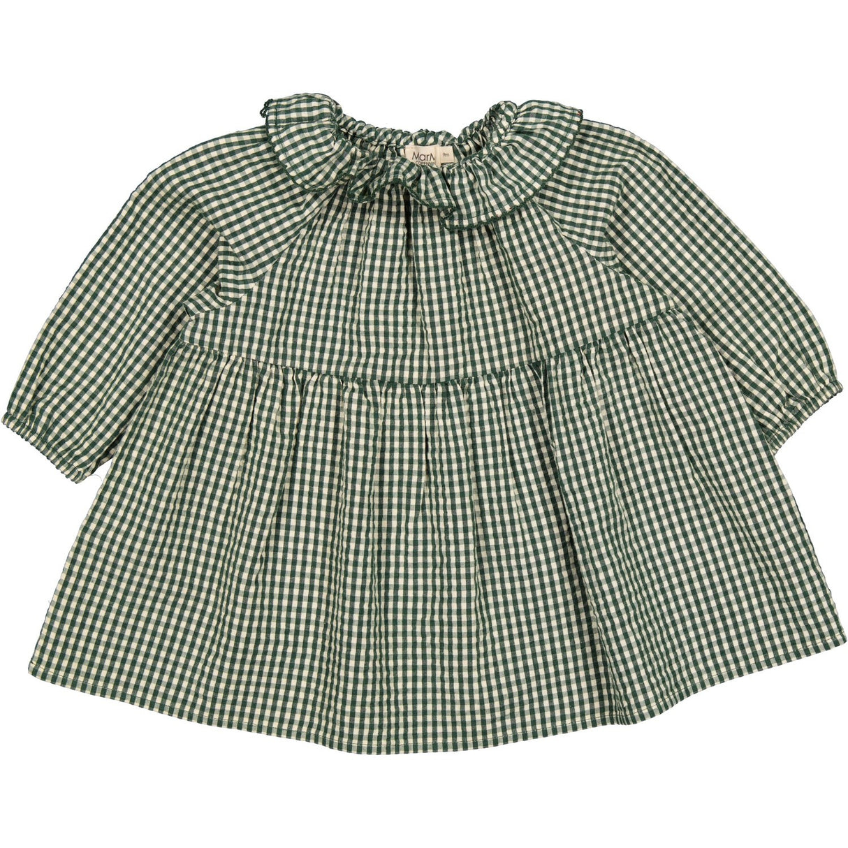 MarMar Cotton Seersucker Green Check Dawson Kjole