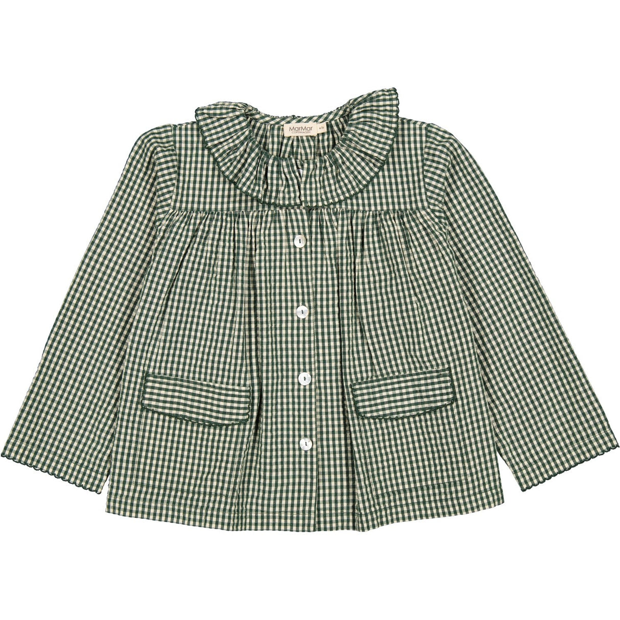 MarMar Cotton Seersucker Green Check Pajama Frill Set