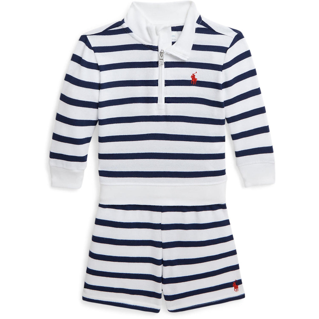 Ralph Lauren Baby White / Spring Navy Shorts Set