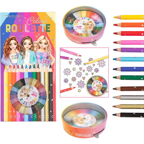 TOPModel Coloring Roulette + 12 fargestifter