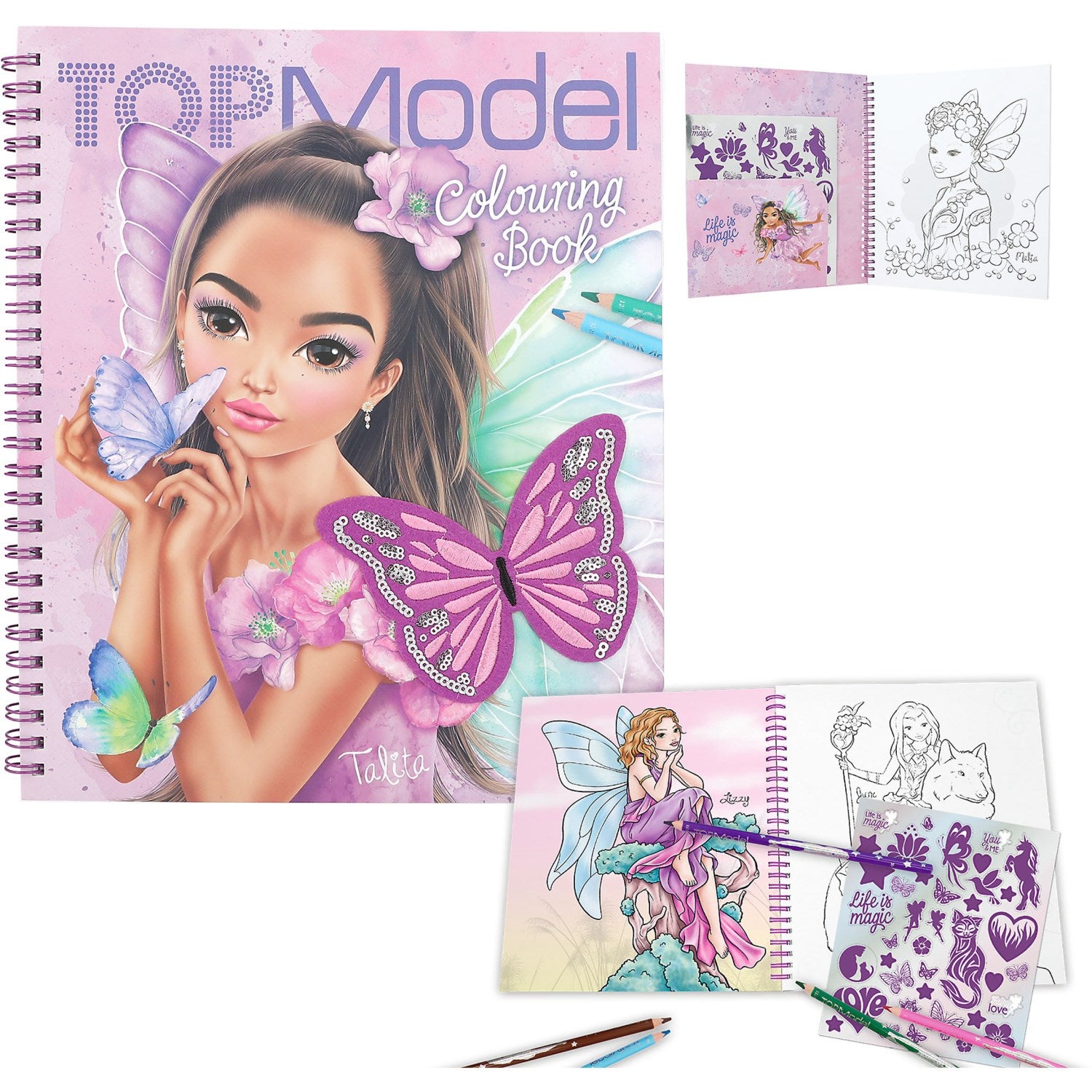 TOPModel coloring bok m / paljetter Fairy Love
