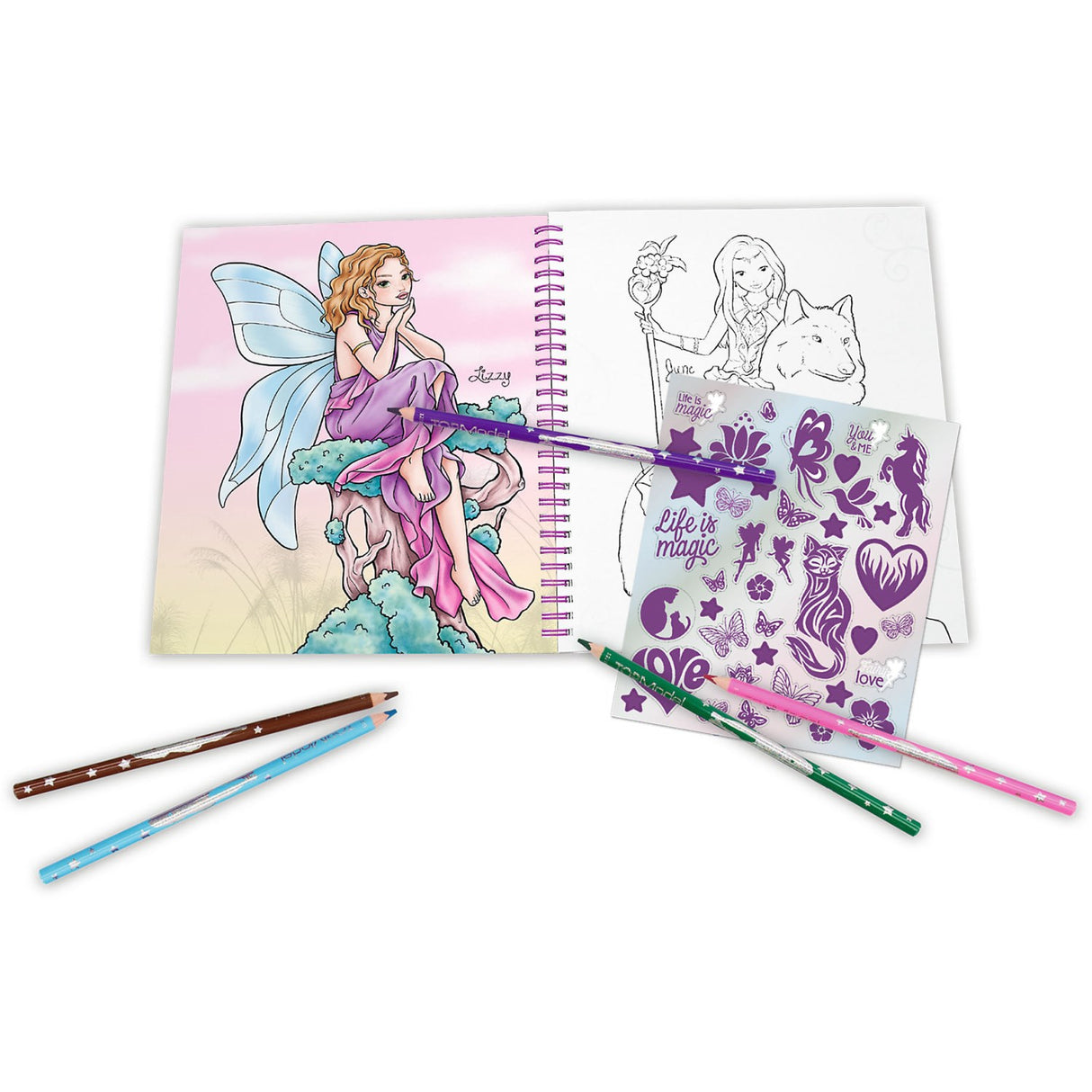 TOPModel coloring bok m / paljetter Fairy Love 3