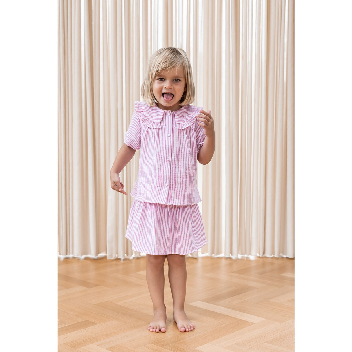 Fliink Cloud Dancer Rosa Stripe Ciao Stripe SS Skjorte 5