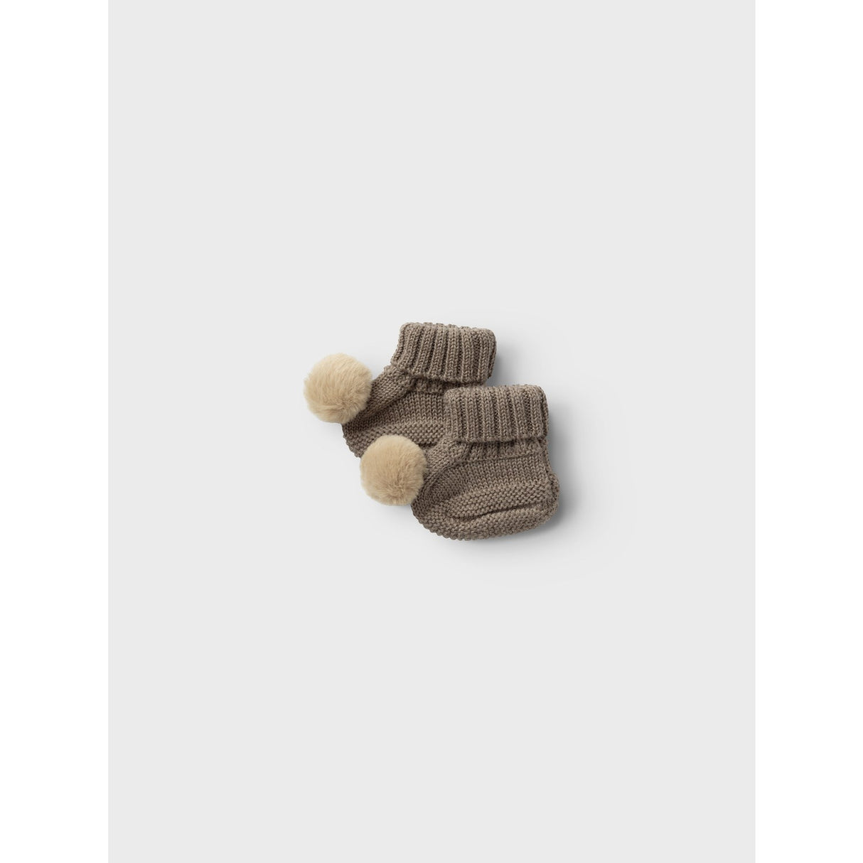 Name It Walnut Wrilla Ull Strik Slippers med Pom Pom