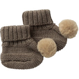 Name It Walnut Wrilla Ull Strik Slippers med Pom Pom