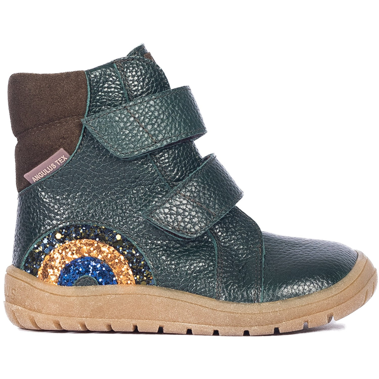 Angulus Deep Teal/Forrest/Glitter Tex Boot med glitrende glitter regnbue