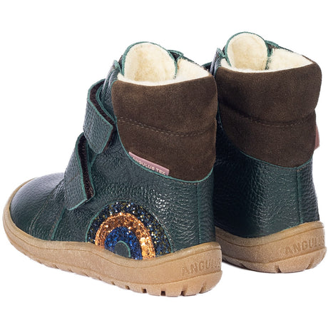 Angulus Deep Teal/Forrest/Glitter Tex Boot med glitrende glitter regnbue