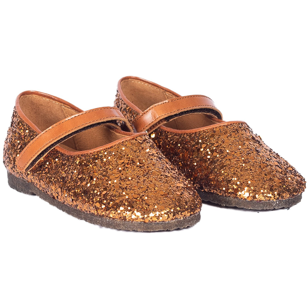 Angulus Bronze Glitter/Cognac Ballerinasko I Funklende Glitter