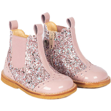 Angulus Mauve/Mauve Glitter Classic Chelsea Boot med Glitrende Glitter