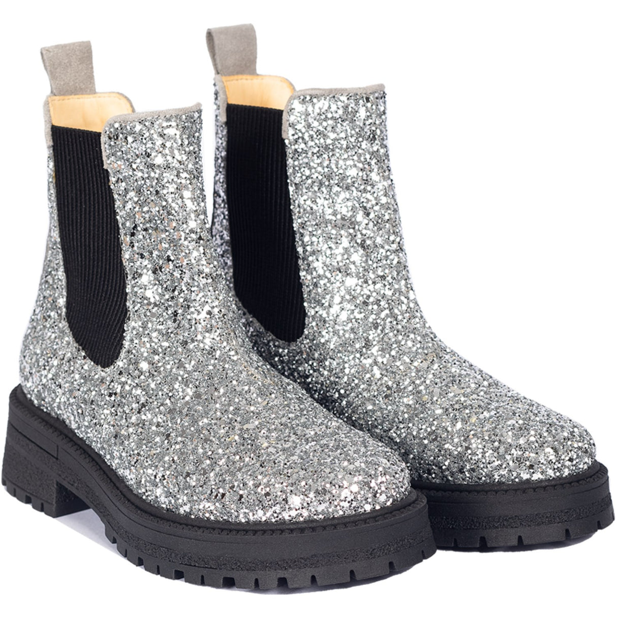 Angulus Silver Glitter/Gray/Black Glitter Chelsea Støvler På Trackål