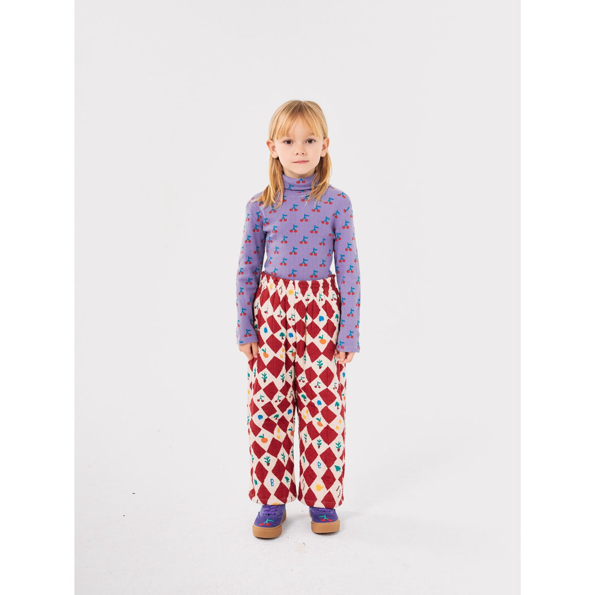 Bobo Choses Lavender Cherry All Over Turtle Neck Bluse