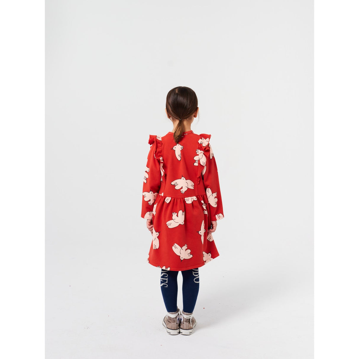 Bobo Choses Red Freedom Bird All Over Ruffle Dress