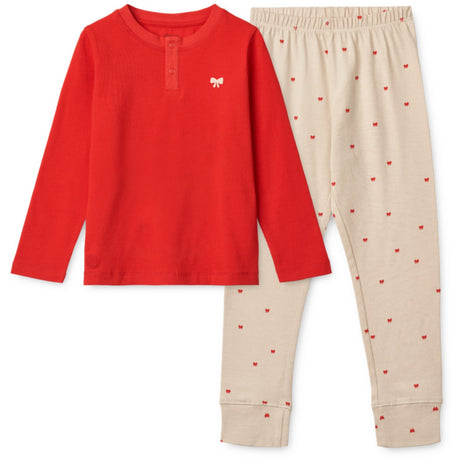 LIEWOOD Holiday Bow Sandy / Apple Red Wilhelm Printed Pyjamas Sett