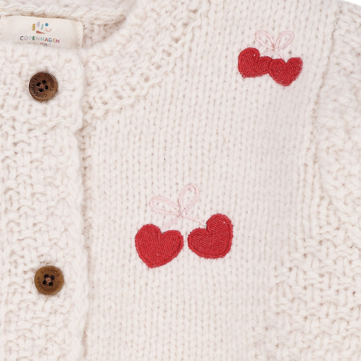 Copenhagen Colors Cream Lammeullcardigan M. Bow Emb