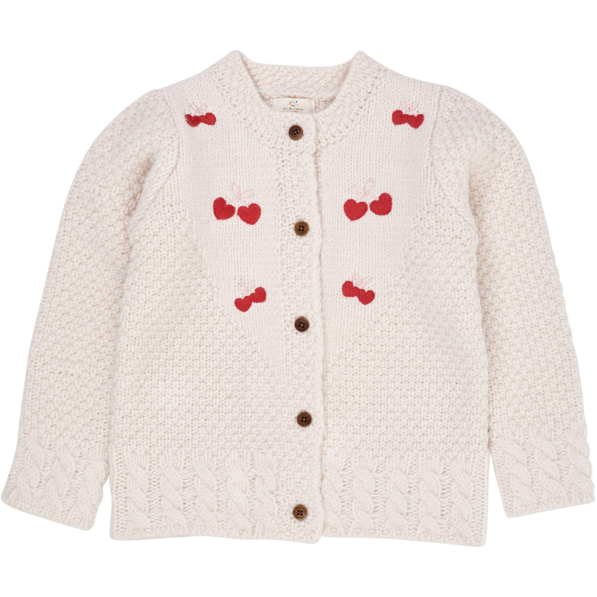 Copenhagen Colors Cream Lammeullcardigan M. Bow Emb