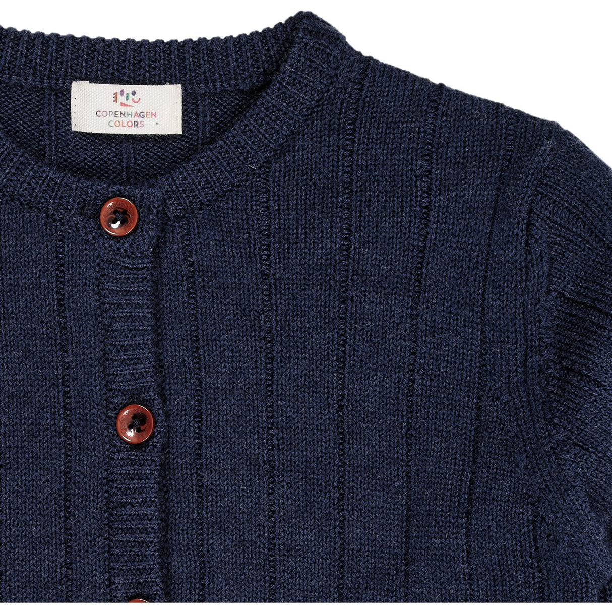 Copenhagen Colors Navy Merino Knitted Cardigan M. Bred Rib