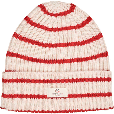 Copenhagen Colors Red/Dusty Rose Combi Merino Striped Rib Beanie