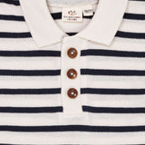 Copenhagen Colors Navy/Cream Stripe Striped Pique Polo