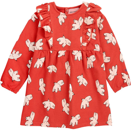 Bobo Choses Red Freedom Bird All Over Ruffle Dress