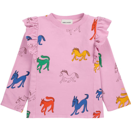 Bobo Choses Pink Wonder Horse All Over Ruffle Collegegenser