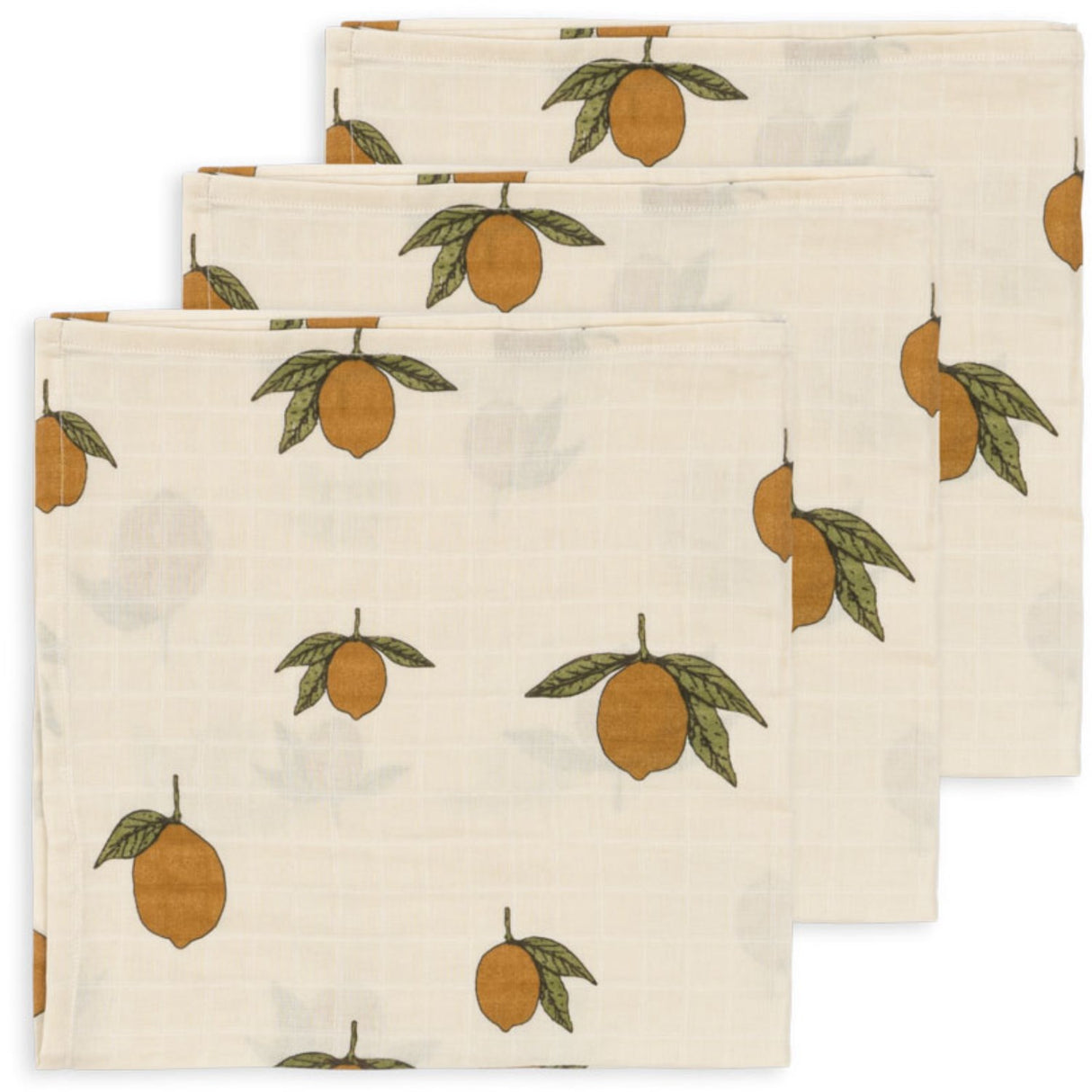 Konges Sløjd Mon Grand Citron 3 Pack Muslin Cloth Gots 2