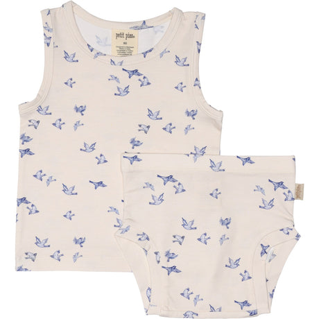 Petit Piao Blue Bird Underwear Set Printed