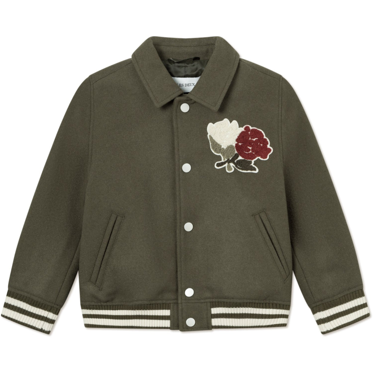 Les Deux Kids Olive Night Felipe Varsity Wool Jacket Kids