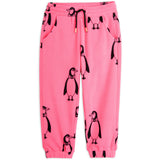 Mini Rodini Pink Penguin Fleece Pants