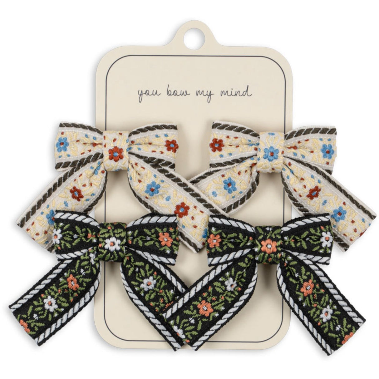 Konges Sløjd Beige/Black 4 Pack Bow Hair Clips