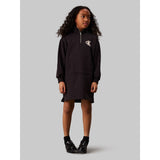 Calvin Klein Ck Black Teddy Monogram Zip Fleece Dress