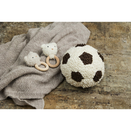 Smallstuff Off White/ Brown Strikket Fotball Bouclé