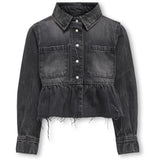 kids ONLY Washed Black Broadway Frill Denim skjorte Red Akm