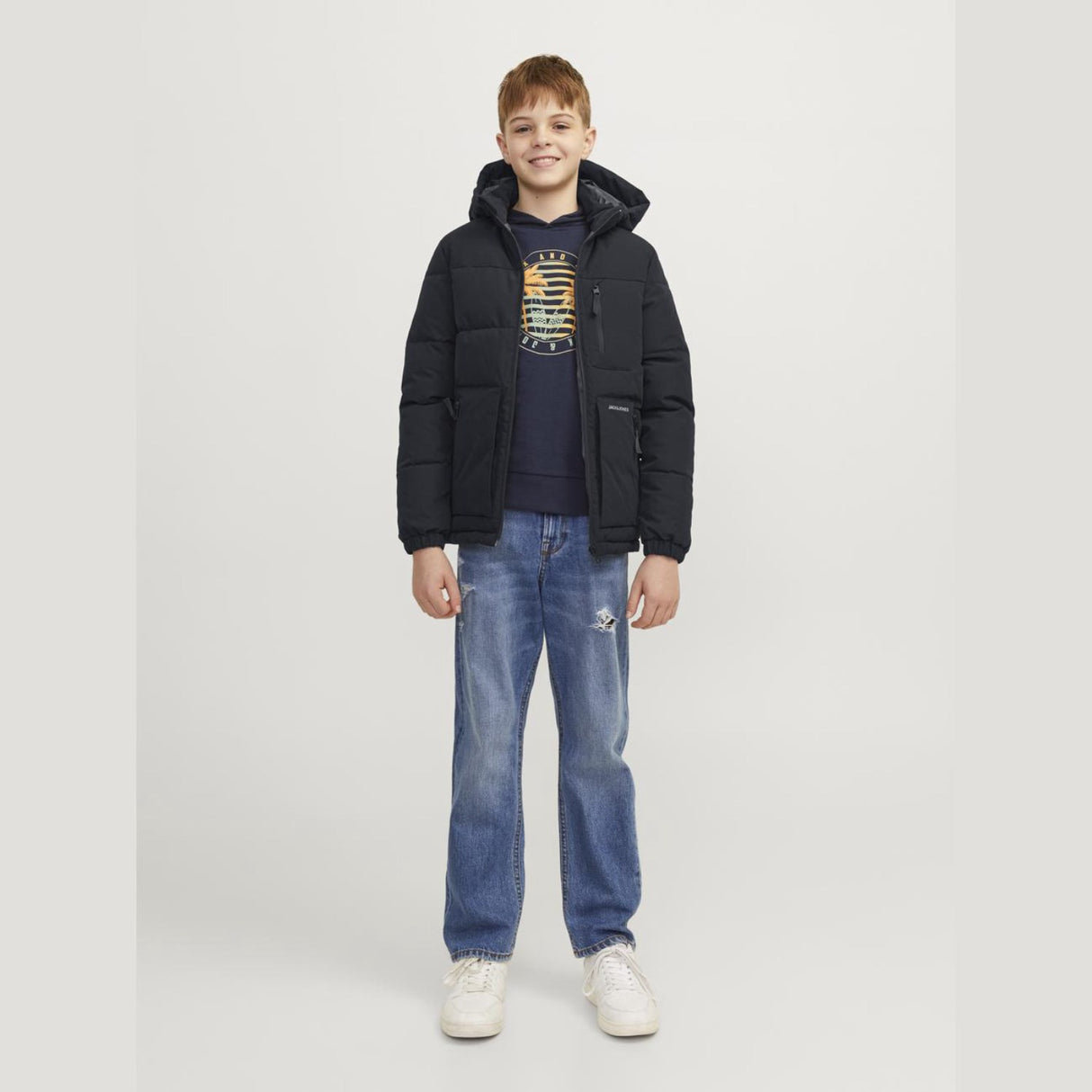 Jack & Jones Junior Black Eotto Puffer Jakke 2