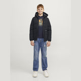 Jack & Jones Junior Black Eotto Puffer Jakke 2