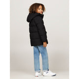 Tommy Hilfiger Black Monotype Ribstop Puffer Jakke