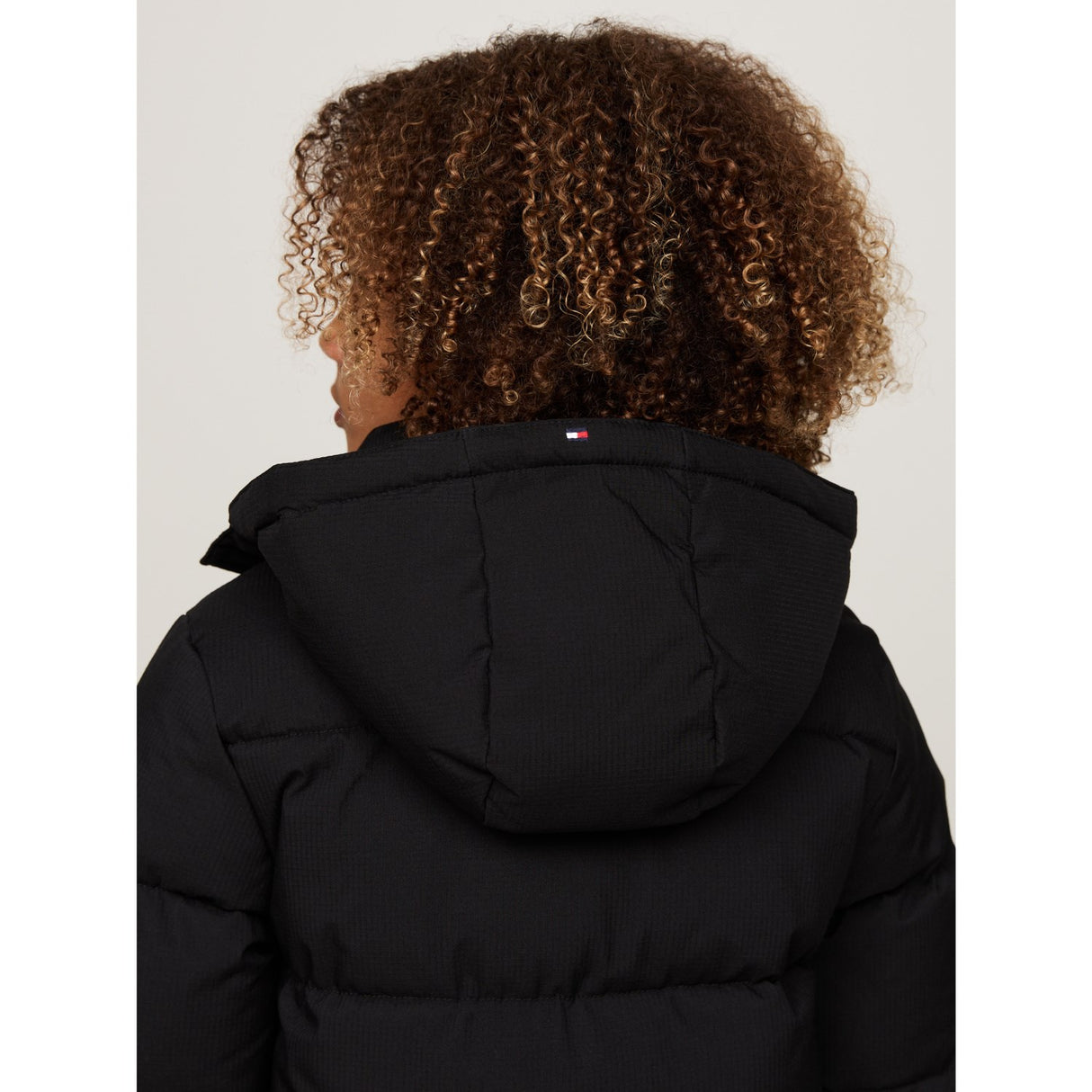 Tommy Hilfiger Black Monotype Ribstop Puffer Jakke