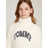 Tommy Hilfiger Ivory Petal Turtleneck Fluffy Sweat Kjole