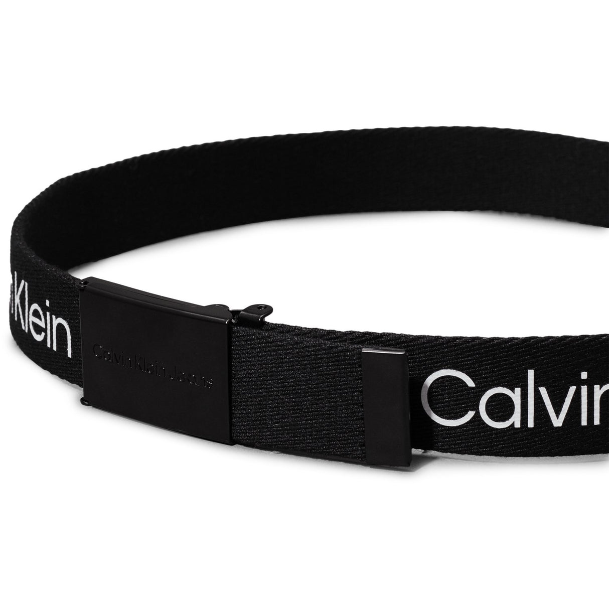 Calvin Klein Ck Black Canvas Logo Metallic spennebelte