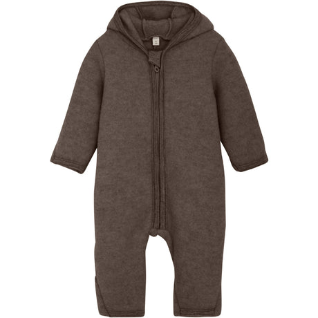 Huttelihut Brown Melange Pram Suit Ears Wool Fleece (S)