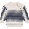 COPENHAGEN COLORS Cream/Navy Stripe Merino Classic Striped Pullover