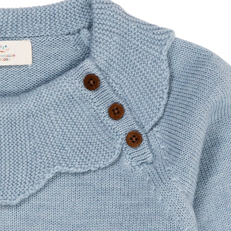 COPENHAGEN FARGER Dusty Blue Merino Marguriette Bluse