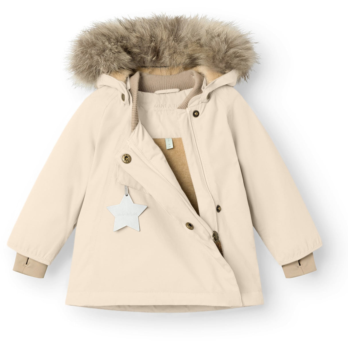 Mini A ture Angora creme Wang Fleece Vinterjakke m. Pels